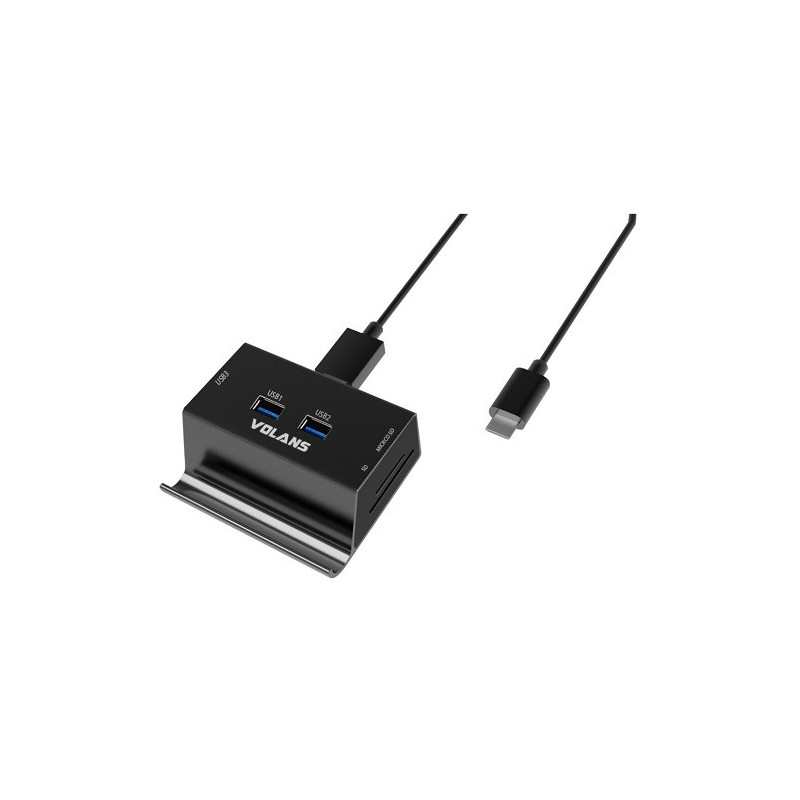 VOL UHB ALUM-USB-C-USB-3.0-HUB-3P-CARD-READER