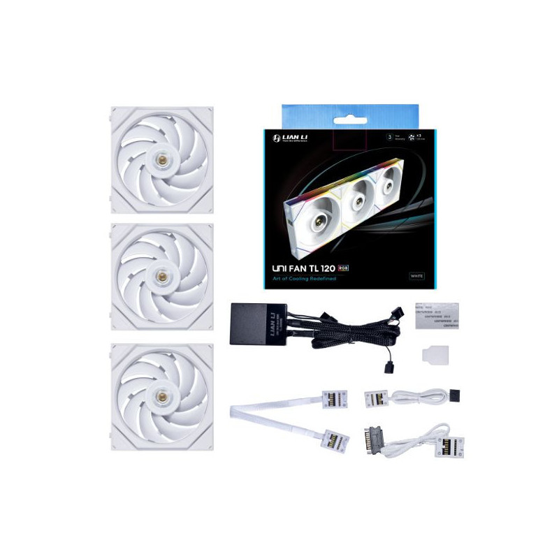 Lian Li TL120-3W UNI FAN TL-120mm ARGB PWM 2600RPM 1Set ( 3 PC ) White with Controller