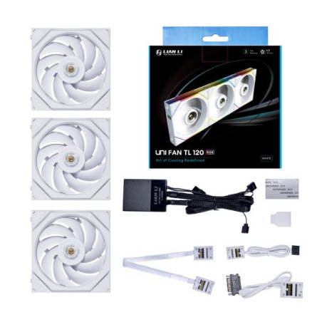 Lian Li TL120-3W UNI FAN TL-120mm ARGB PWM 2600RPM 1Set ( 3 PC ) White with Controller