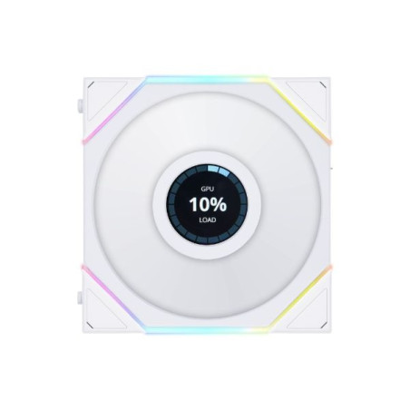 Lian Li RTLLCD140-1W UNI FAN RTL LCD 140mm REVERSE BLADEARGB PWM 1600RPM 1PC WHITE WITH 1.6" LCD SCREEN